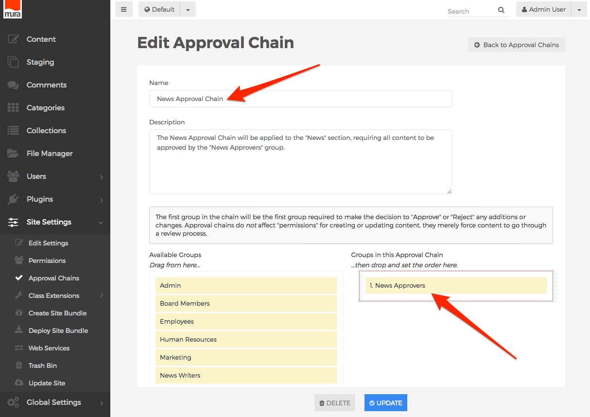 Example Approval Chain Workflow - Mura Docs v7.0
